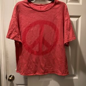 Red Peace Sign T-Shirt L/XL